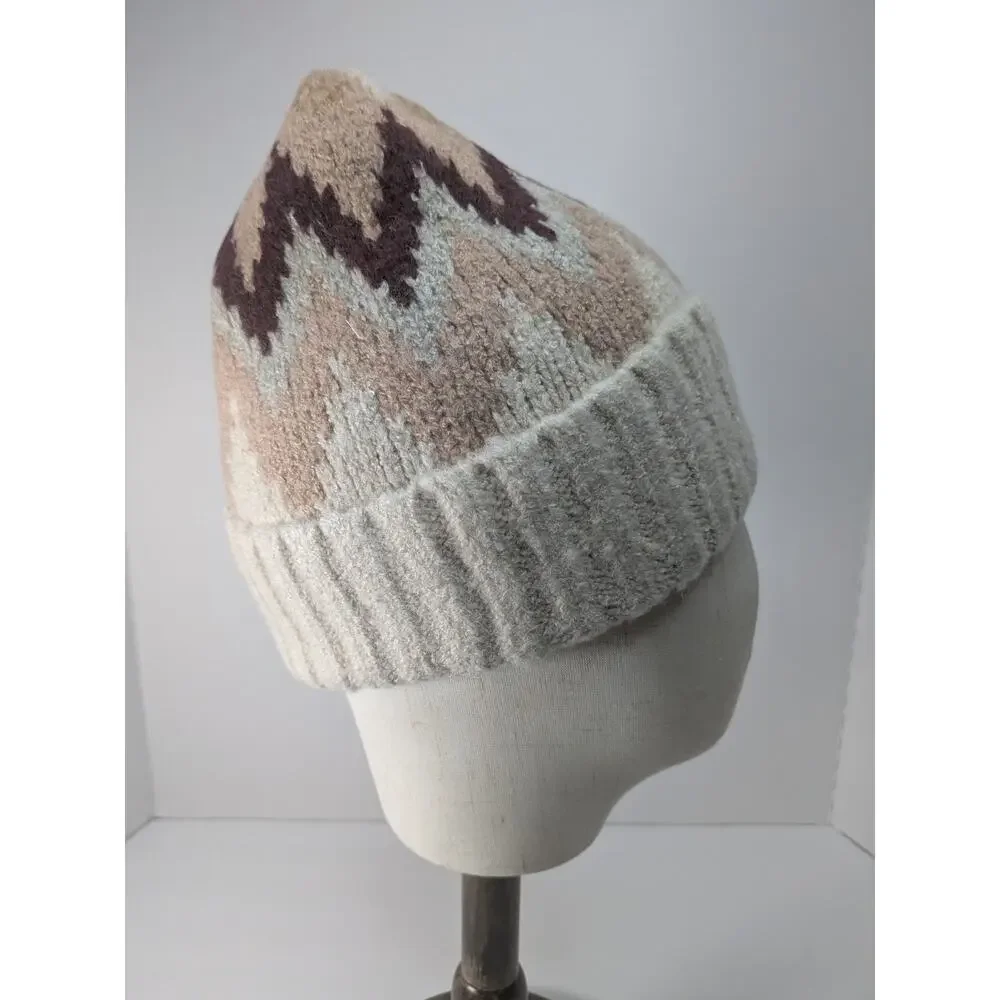 BCBGeneration‎ Harbor Fair Isle Beanie Cuffed Fuzzy One Size Women's New w Tags